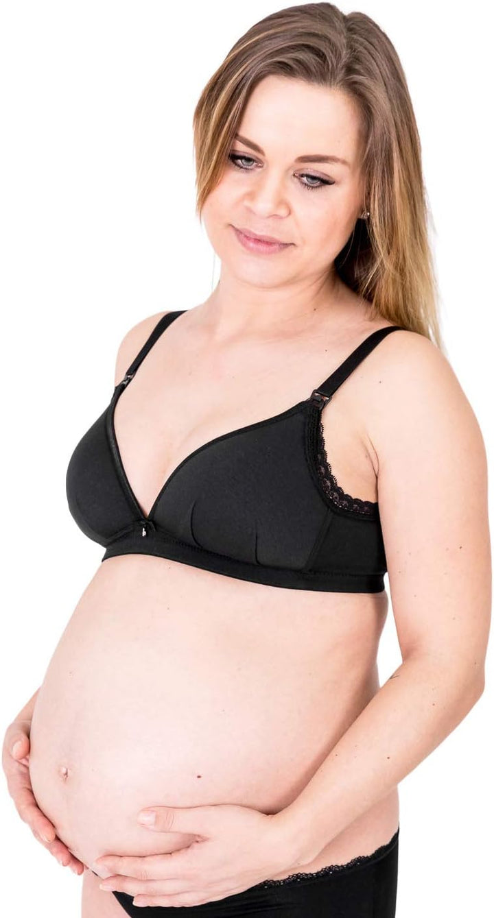 Petit Amour Damen Stillwäsche Greta Still-BH Soft BH ohne Bügel PA-LI-0315 75C Schwarz, 75C Schwarz