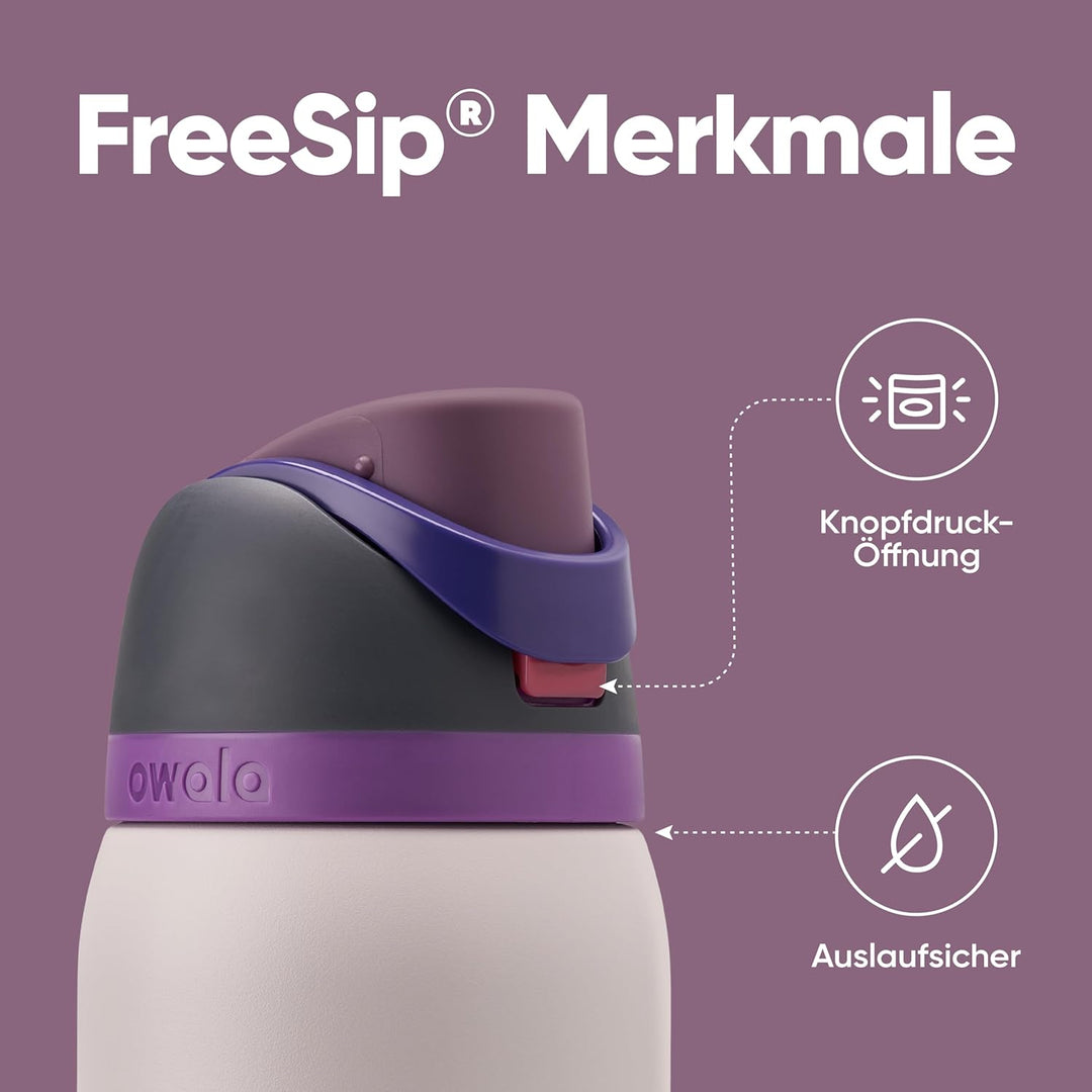 Owala FreeSip Isolierte Edelstahl-Wasserflasche mit Strohhalm für Sport und Reisen, auslaufsicher, B