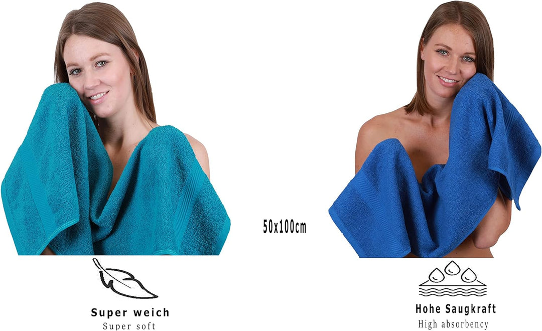Betz Palermo Handtuch-Set – 6er Handtücher-Set - 2X Liegetücher - 4X Handtücher - 50x100 cm - Petrol