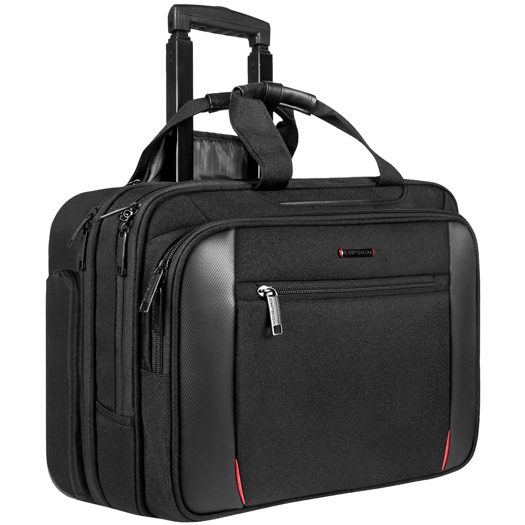 EMPSIGN Business Trolley Laptoptasche mit Rollen, Rolling Laptop Case mit Rädern bis zu 17,3 Zoll La