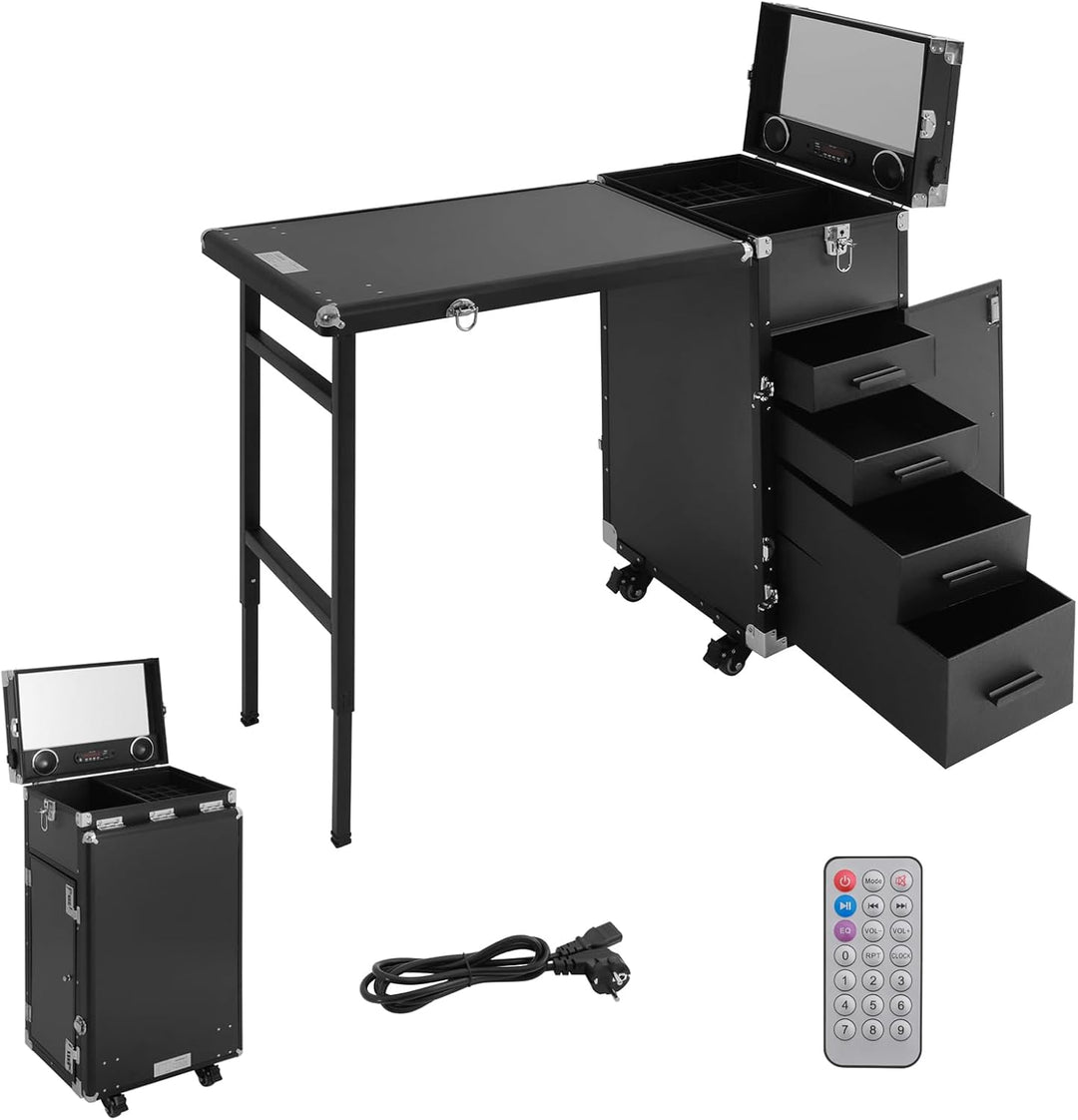 Nageltisch Maniküretisch, Faltbar Mobile Rolling Maniküre Tisch mit Fernbedienung und Make-up-Zug Ko