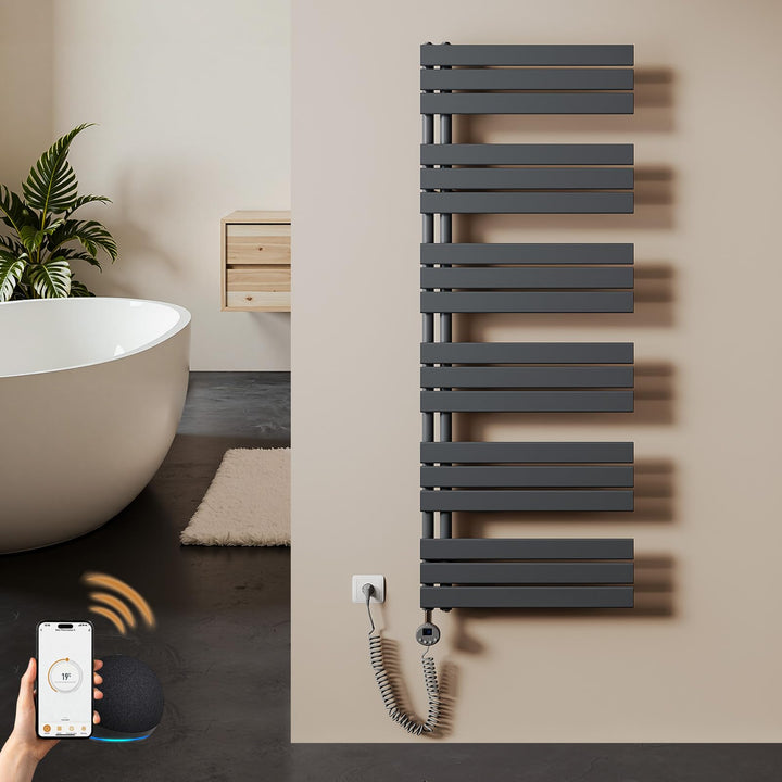 S'AFIELINA Badheizkörper Elektrisch 1599×600mm Anthrazit, 1000W Handtuchheizkörper Elektrisch mit Th