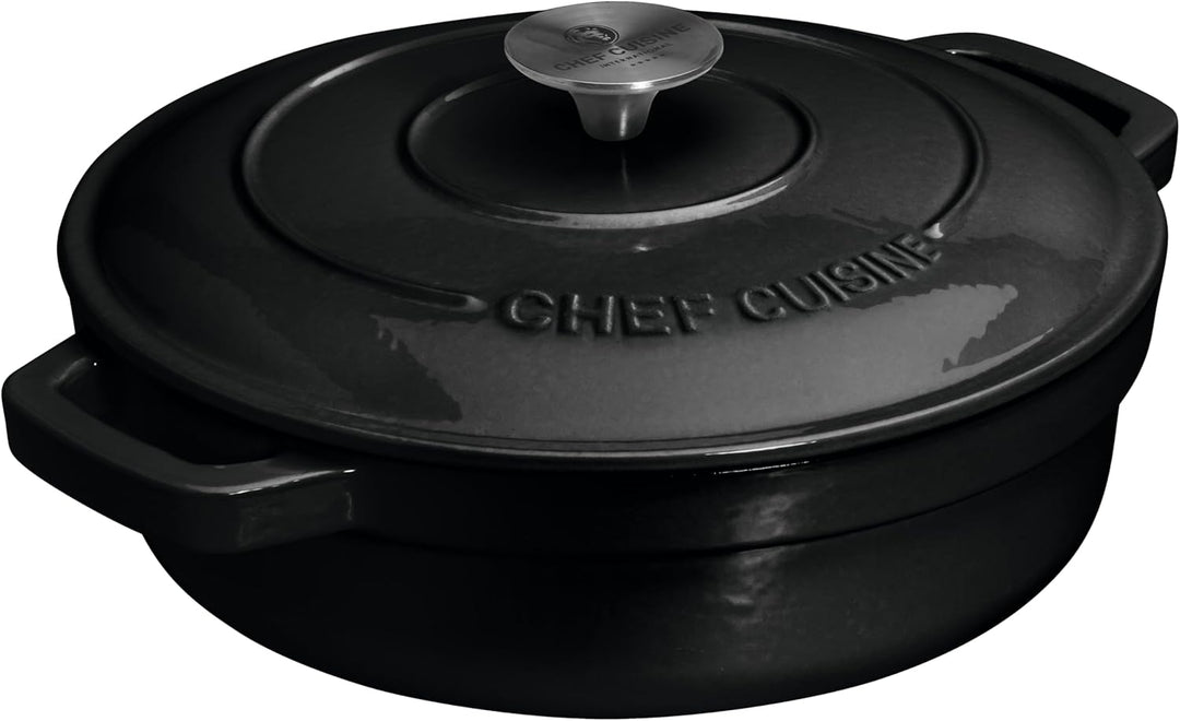 CHEF CUISINE Gusseisernes Kochtopf- & Pfannen-Set, 3-teilig mit Deckel Ofenfest