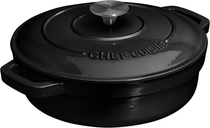 CHEF CUISINE Gusseisernes Kochtopf- & Pfannen-Set, 3-teilig mit Deckel Ofenfest