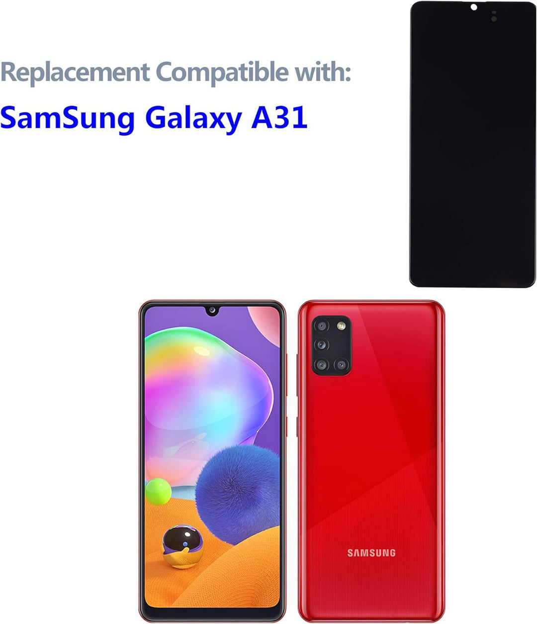 swark AM-OLED Kompatibel mit Samsung Galaxy A31 SM-A315 (Schwarz Ohne Rahmen) LCD Display Touchscree