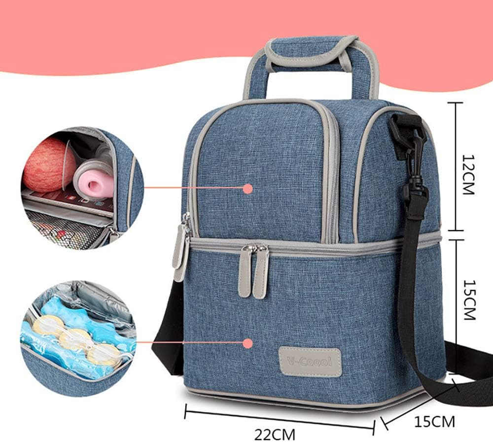 Isolierte Tasche für Brustmilch Lunch Kühler Wärmender Rucksack Wasserdicht, 2 Eisbeutel inklusive S