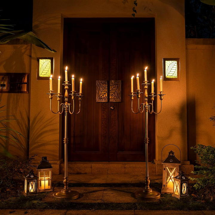 Sziqiqi 124cm Kerzenständer Gold Metall, Moderne Kerzenleuchter 5-armig Candle Holder Tischdeko für
