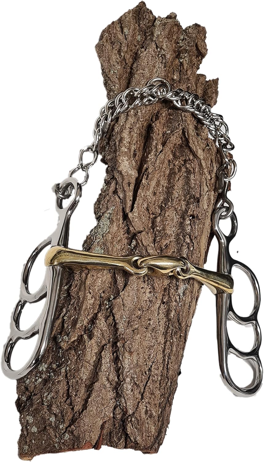 Esposita Postkandare mit DREI Ringen - doppelt gebrochen - Mundstück aus Messing Ringe aus Edelstahl