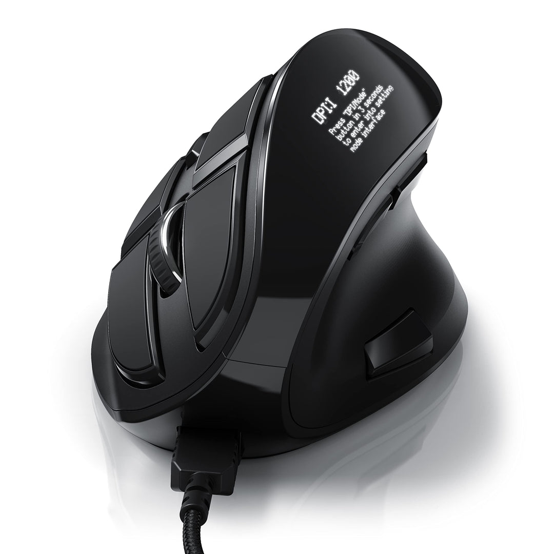 CSL - Gaming vertikale Maus mit OLED Display 2400 DPI - programmierbare Tasten - Office Mouse – mit