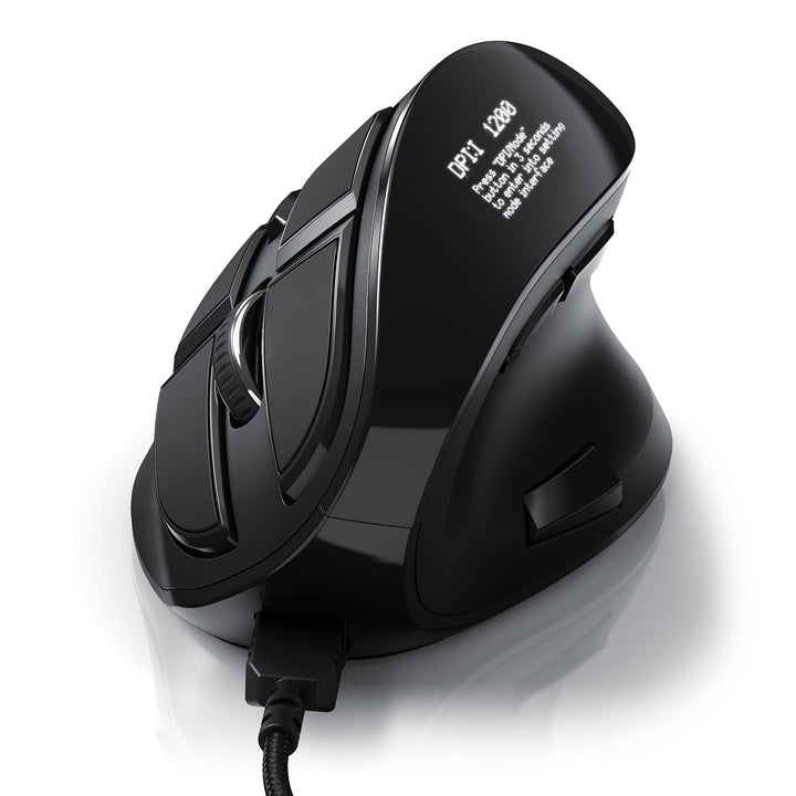 CSL - Gaming vertikale Maus mit OLED Display 2400 DPI - programmierbare Tasten - Office Mouse – mit