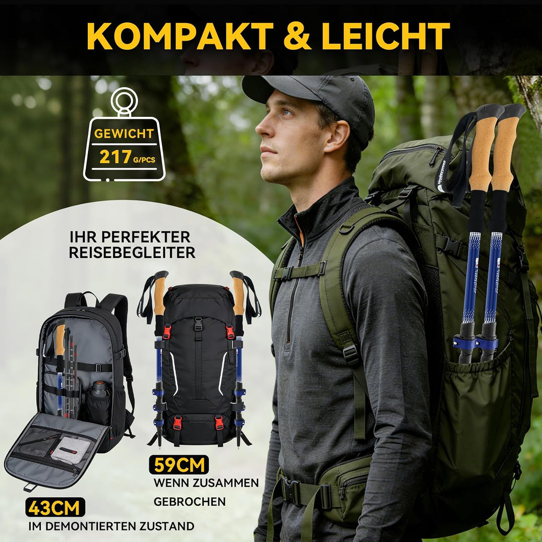 UnderwoodAggregator Carbon Trekkingstöcke – 2 Stück, teleskopierbar, verstellbar, mit Korkgriffen un