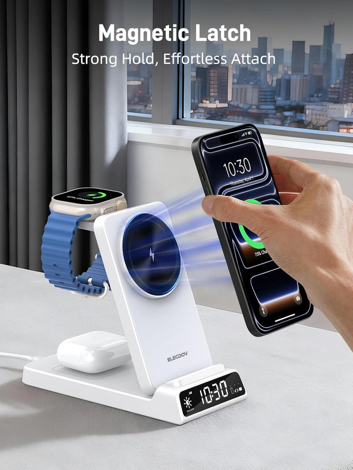 Mag-Safe Ladestation für Apple Watch und iPhone, 3 in 1 Induktive Ladestation ladegerät für iPhone 1