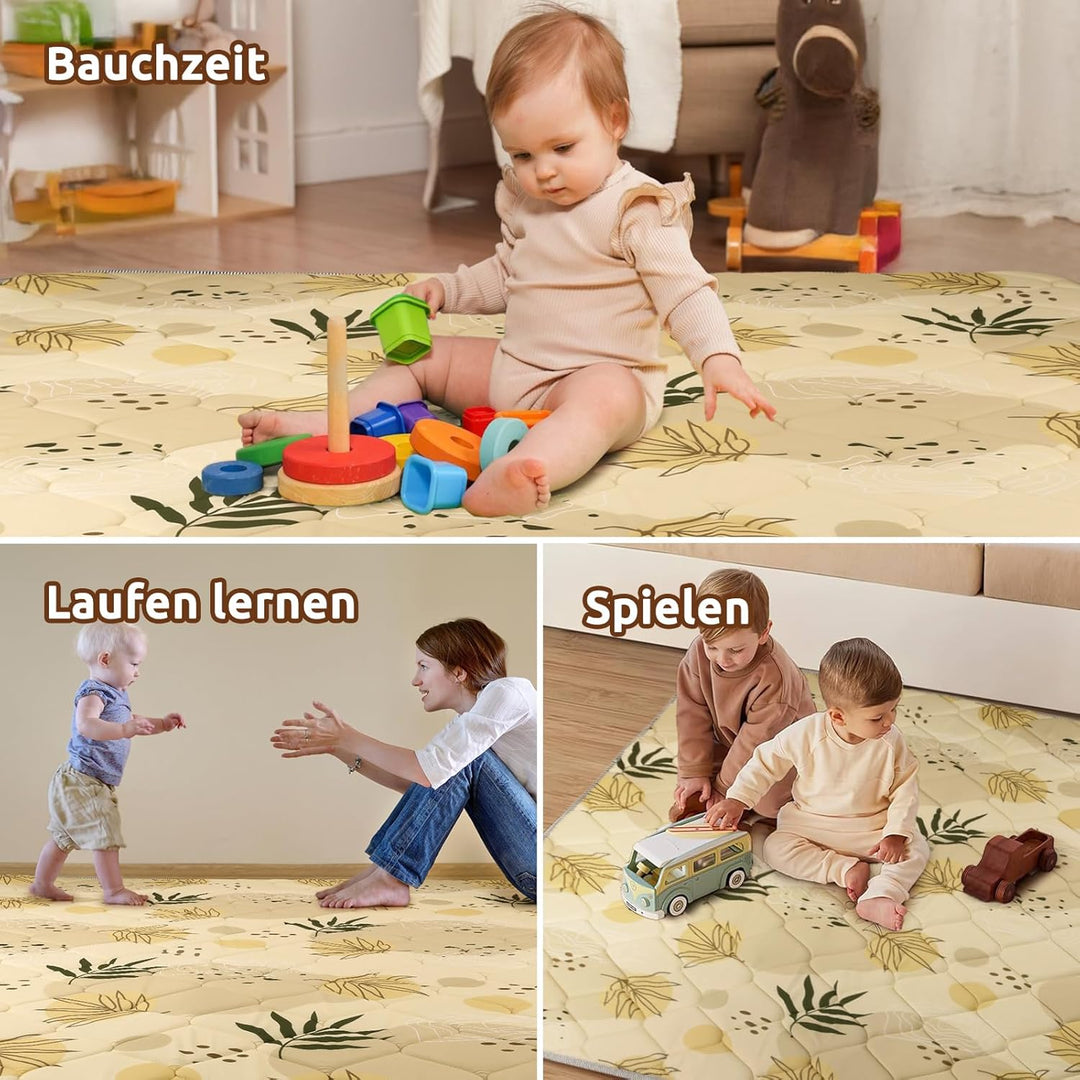 Baby Spielmatte 127x127cm Krabbelmatte, Dicke Weiche Polsterschaum Krabbeldecke für Babys und Kleink
