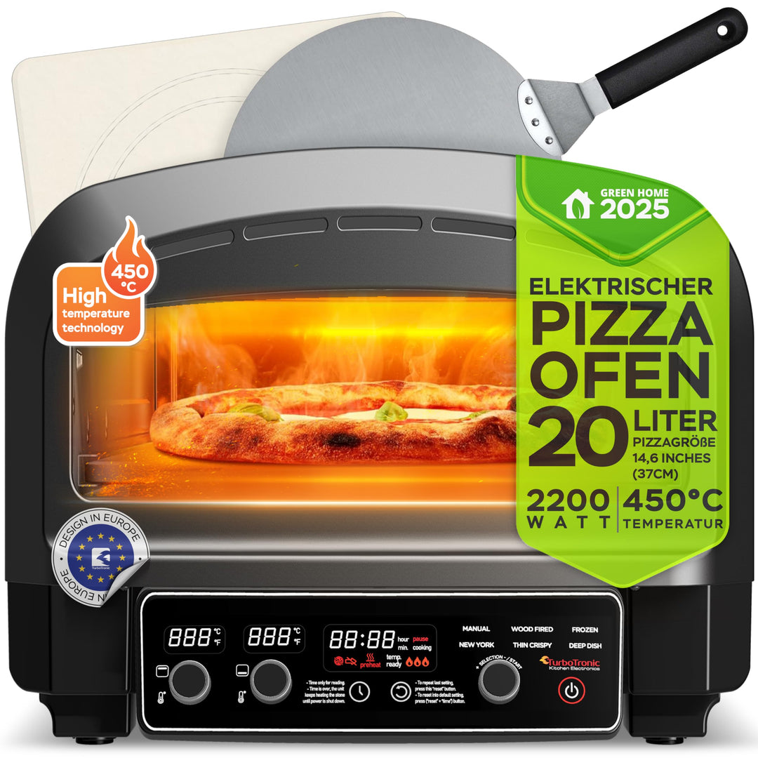 Elektrischer Pizzaofen bis 450°C für 37cm (14,6") grosse Pizza New York mit Pizzastein Indoor/Outdoo