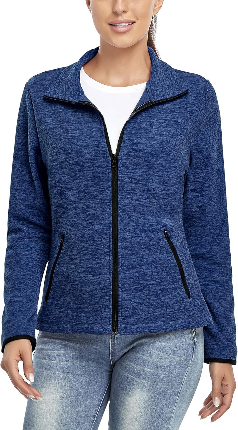 Soneven Fleecejacke Damen, Damen Fleece Jacke mit Durchgehendem Reissverschluss Langärmlig Leicht Fu