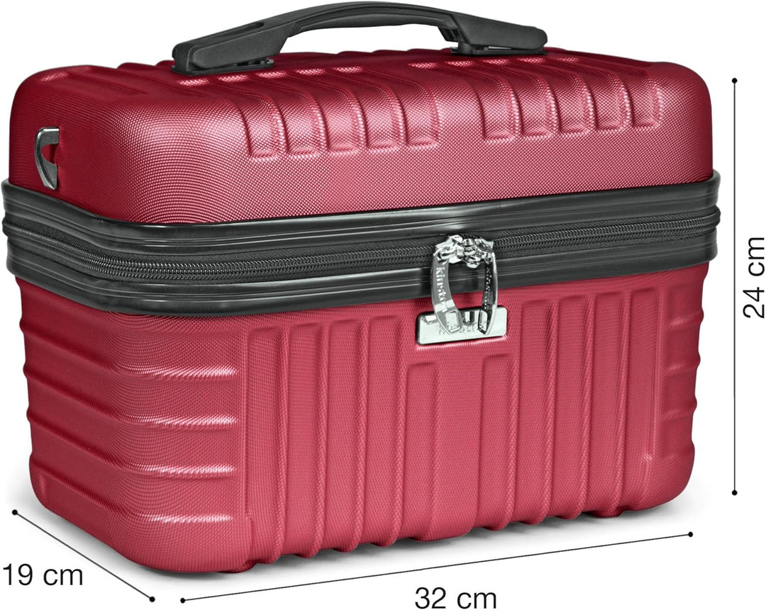 KINSTON Vanity Case Hartschale mit Schulterriemen – Kulturbeutel Reise Kosmetik – Hartschale mit Gri
