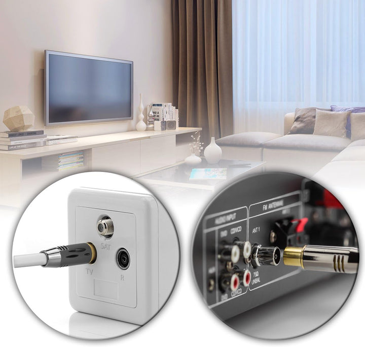 deleyCON 12,5m TV Antennenkabel Koaxialkabel TV Kabel HDTV FULL HD - TV-Stecker zu TV-Buchse - Metal