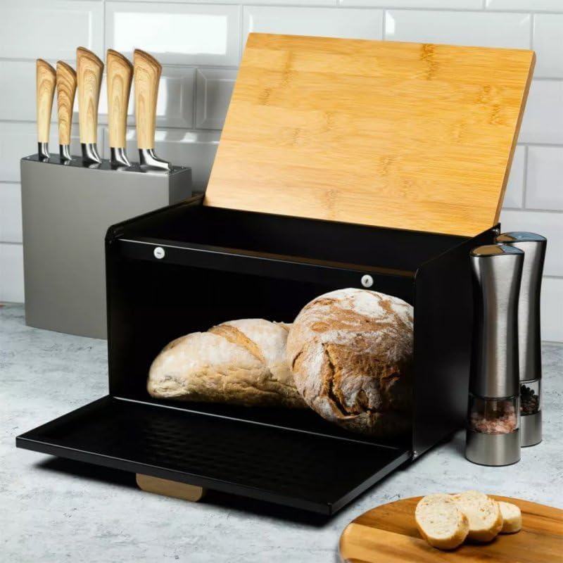 Klausberg Brotkasten Brotkasten Küche Aufbewahrung Lebensmittel Edelstahl Holz Brot Aufbewahrung Sch