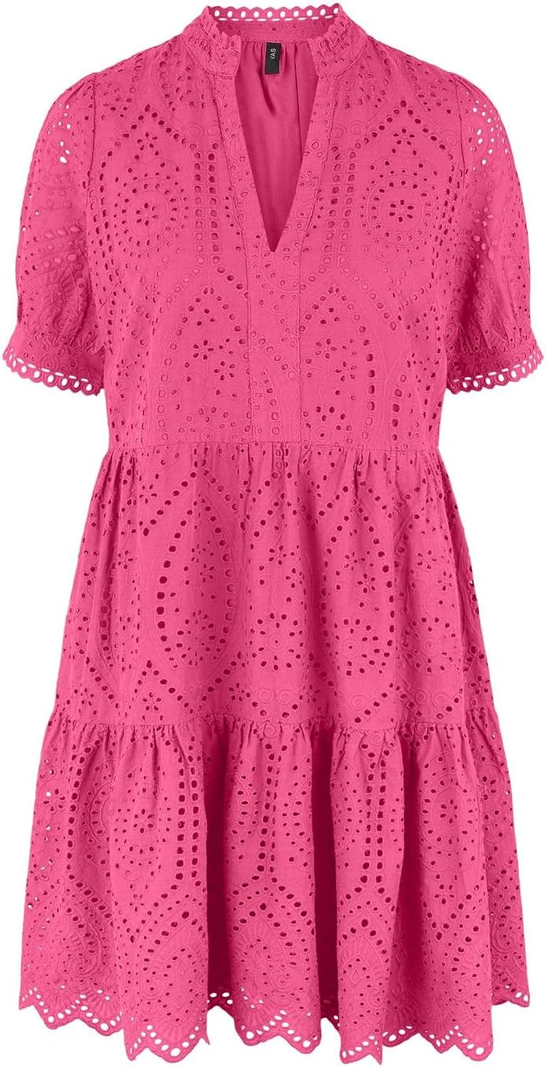 YAS Damen Yasholi Ss Dress S. Noos Kleid S Fandango Pink, S Fandango Pink