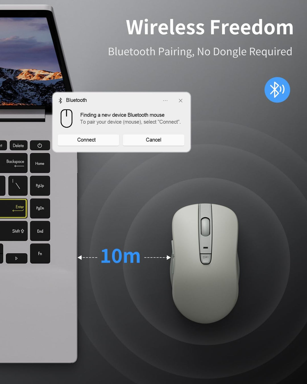 Lenovo Maus kabellos WL300, Wireless Bluetooth Mouse mit leise Klicks, Wireless Computer Mouse,3 Ein