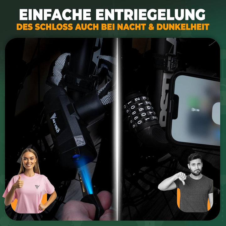 MIVELO Fahrradschloss Kettenschloss hohe Sicherheit 100cm lang I Fahrrad Schloss 8mm gehärteter Stah