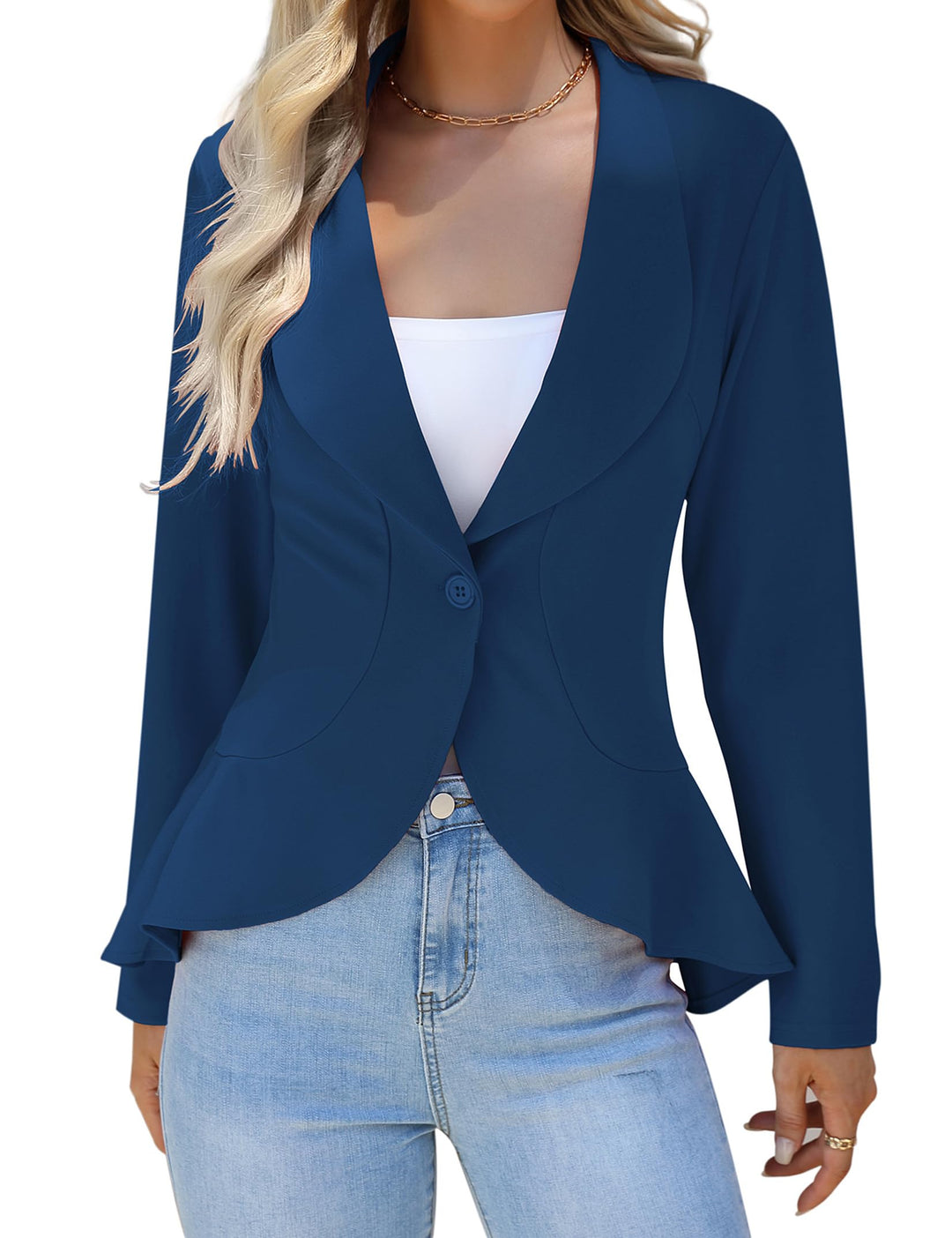 KOJOOIN Damen-Blazer Casual Open Front Cardigan Langarm-Blazer Cardigan Lässiger Arbeits-Blazer Büro