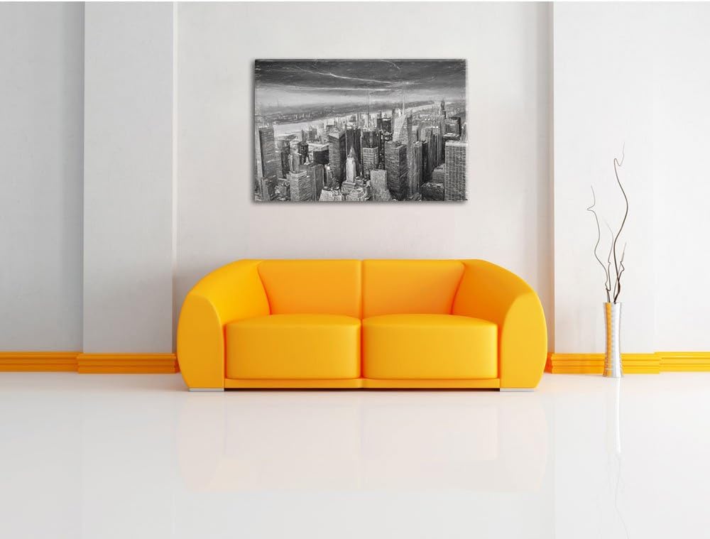 Pixxprint Skyline New York als Leinwandbild/Grösse: 100x70 / Wandbild/Kunstdruck/fertig bespannt, 10
