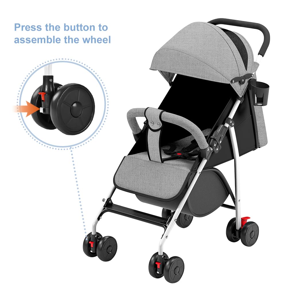 Travel buggy,leicht (4,8 kg), Bequemer Buggy kinderbuggy klappbar und verstellbar, Mit Baumwollbezug