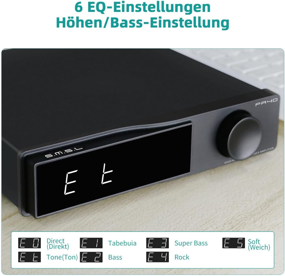 SMSL PA40 Class D Verstärker, 165Wx2 Stereo Verstärker für Passiv-Lautsprecher, Leistungsverstärker