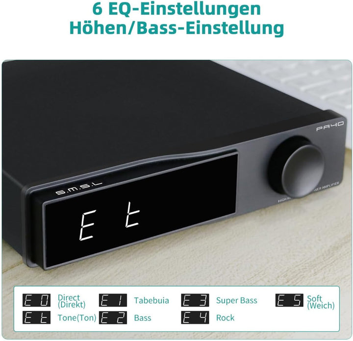 SMSL PA40 Class D Verstärker, 165Wx2 Stereo Verstärker für Passiv-Lautsprecher, Leistungsverstärker