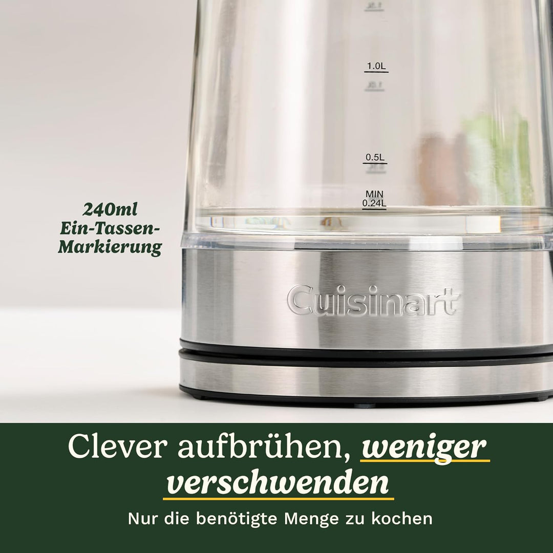 Cuisinart 1,7L Glas-Wasserkocher mit variabler Temperaturregelung | 3KW Schnellkochfunktion | Cool-T