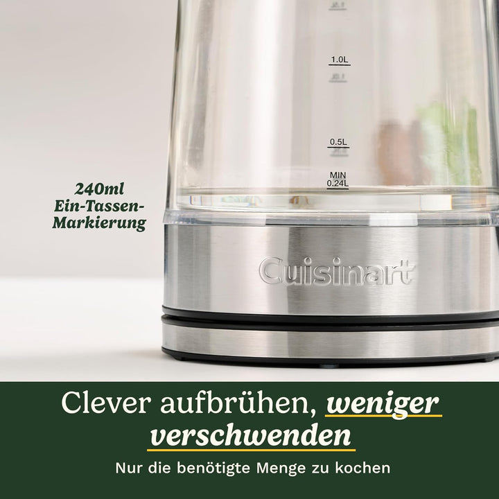 Cuisinart 1,7L Glas-Wasserkocher mit variabler Temperaturregelung | 3KW Schnellkochfunktion | Cool-T