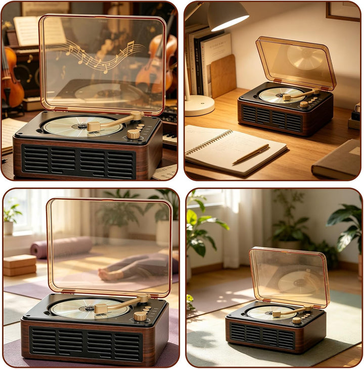 Bluetooth CD Player Tragbar mit Lautsprecher, Wiederaufladbarer Vintage CD Spieler für Zuhause,Unter