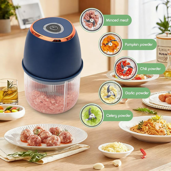 Mini Zerkleinerer Elektrisch, 350 ml Elektrisch Gemüsezerkleinerer Zwiebelschneider, Klein Zwiebel Z