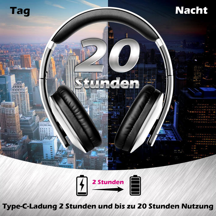 August EP650 - Bluetooth Kopfhörer v4.2 NFC mit aptX Low Latency - Stereo Over Ear Headphones mit Au