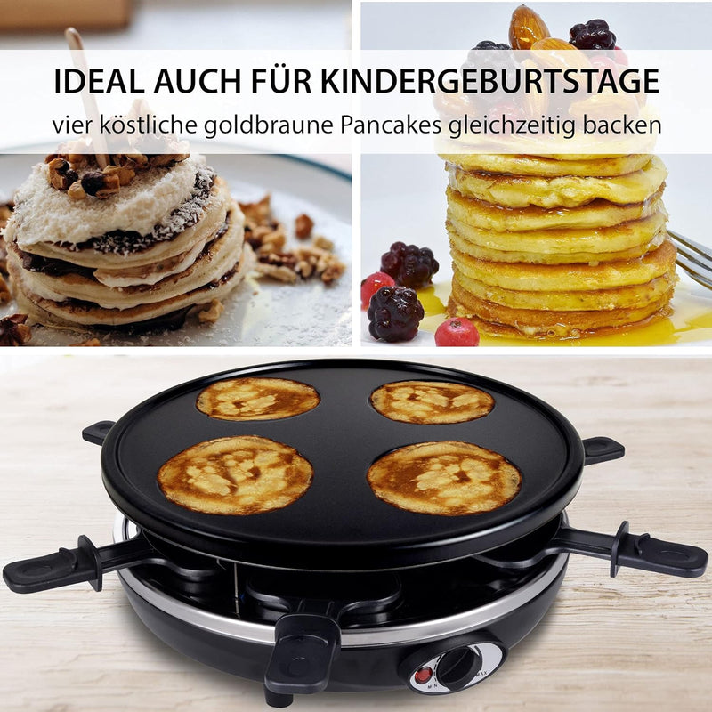 Syntrox Germany 4 in 1 Raclette Pancakemaker Grill Crepemaker für 6 Personen RAC-1200W-Basel