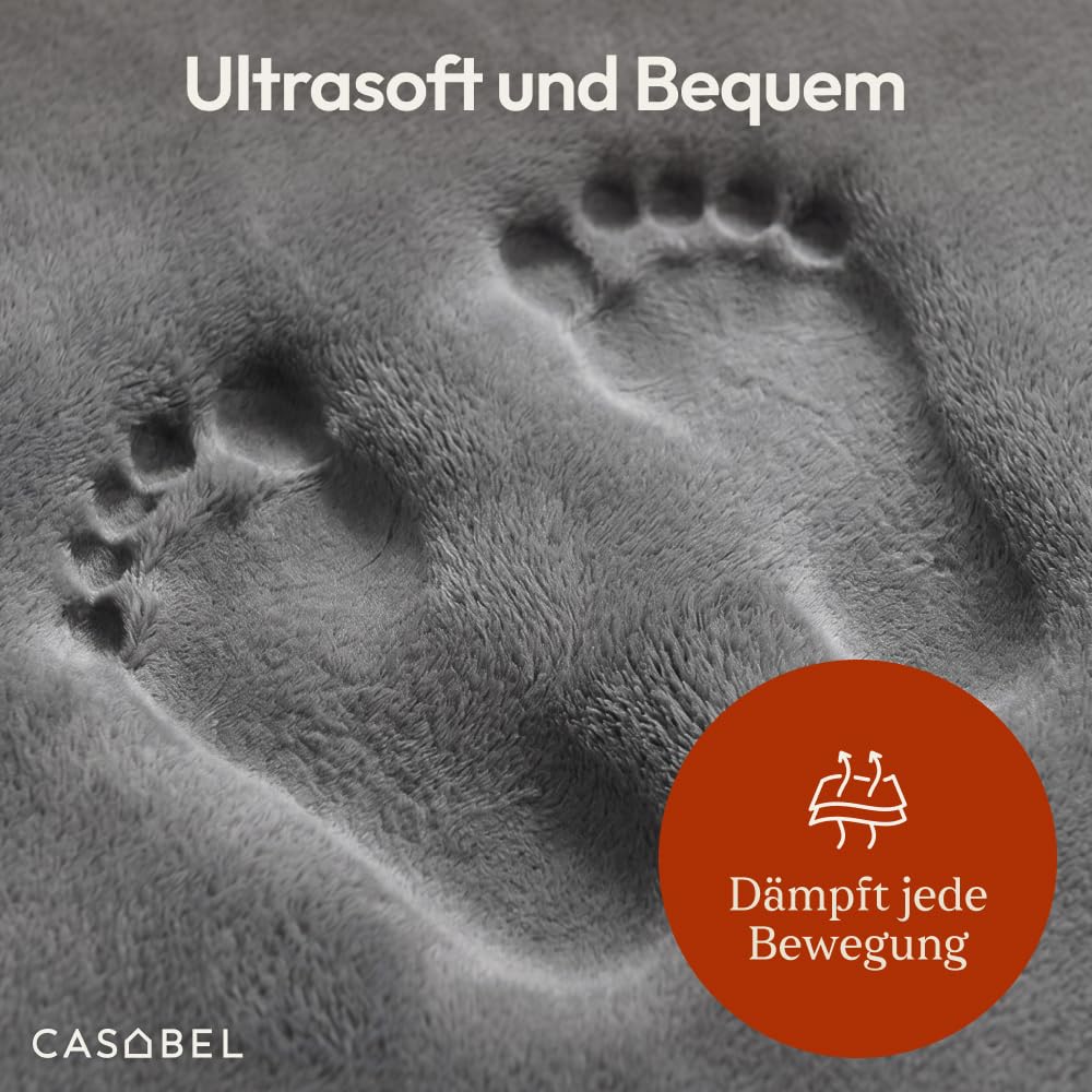 CASABEL Baby-Spielmatte aus Samt, dick und weich, 120x120cm, Grau | 2,5 cm dick, komfortabler Schaum