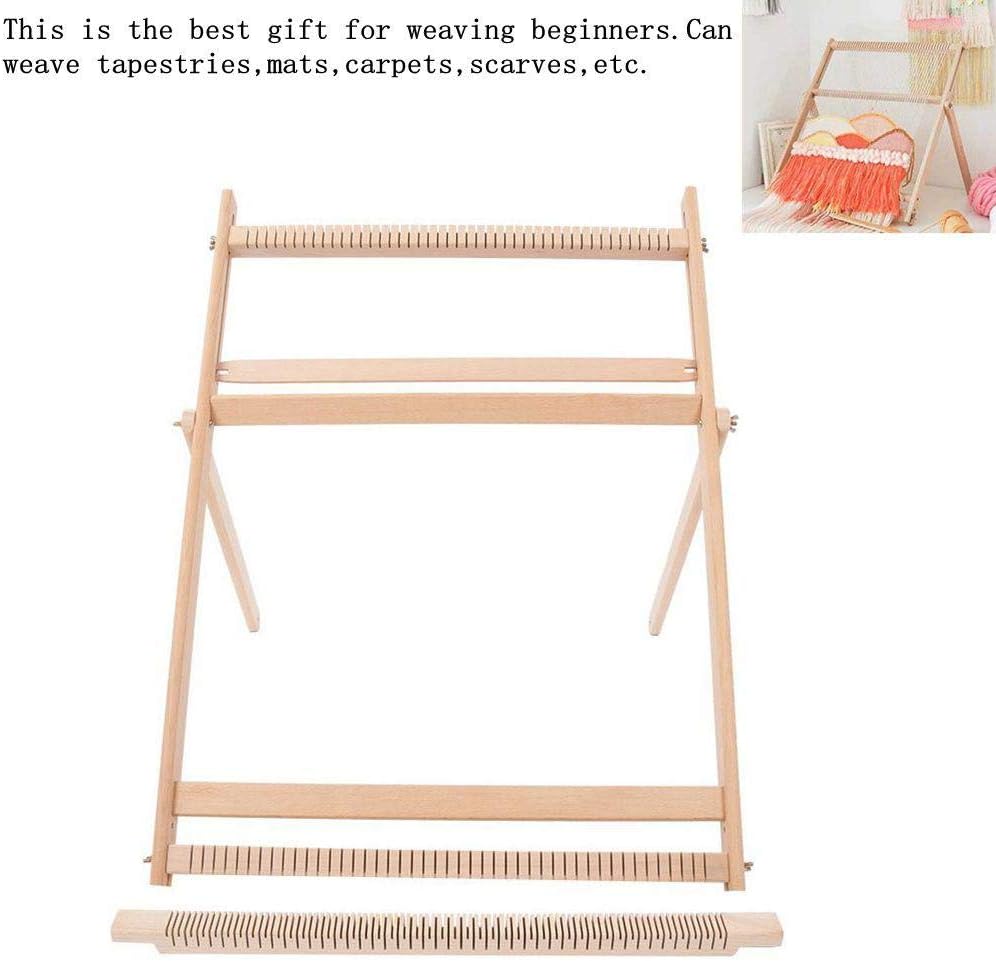 BHDD Webstühle mit Ständer, Multi-Handwerk Webstuhl Kit Verstellbarer Webrahmen Massivholz Abdeckung
