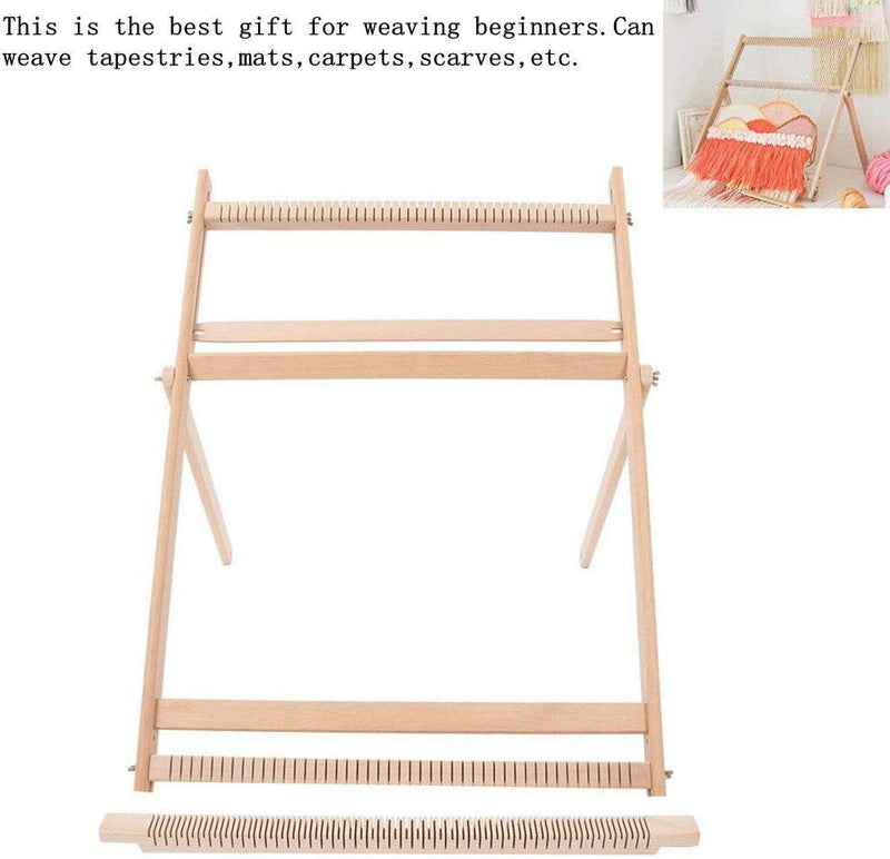 BHDD Webstühle mit Ständer, Multi-Handwerk Webstuhl Kit Verstellbarer Webrahmen Massivholz Abdeckung