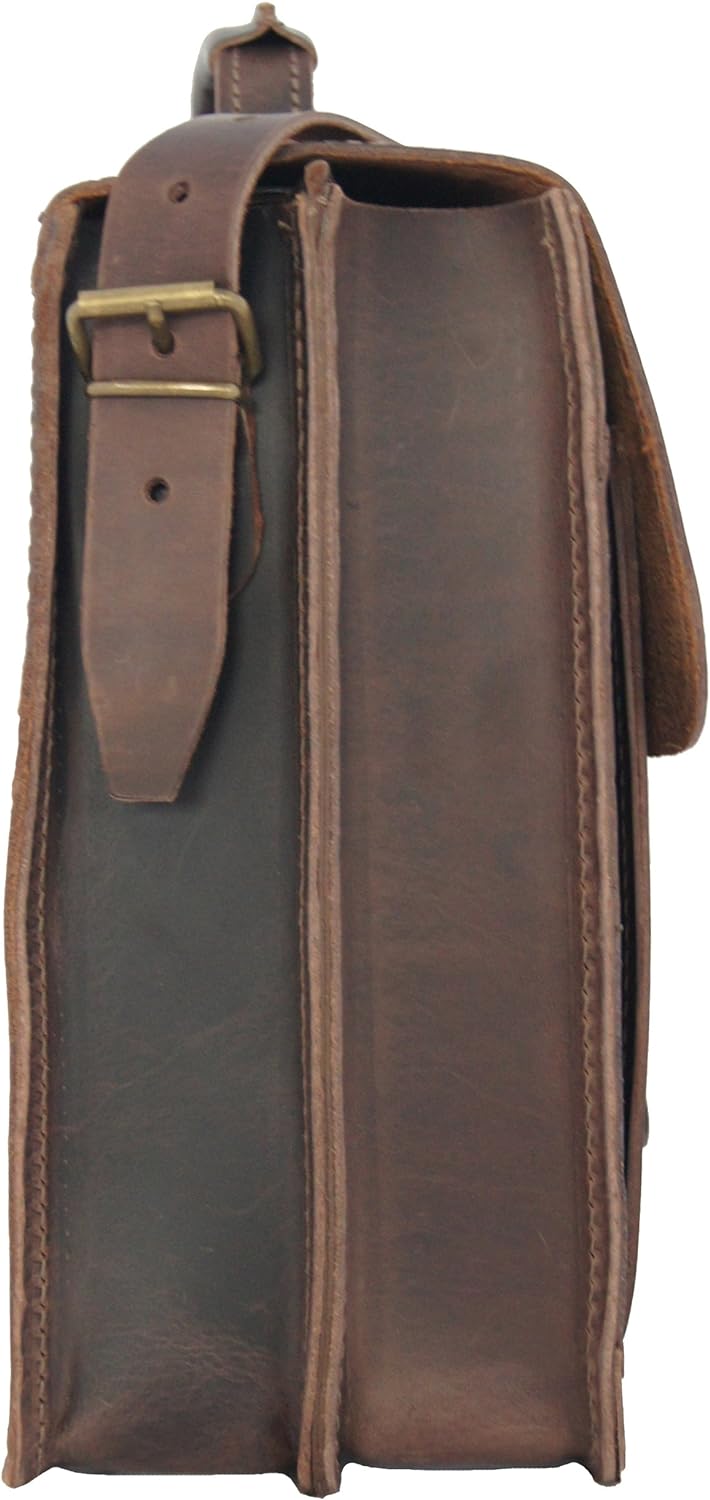 Freiherr von Maltzahn Aktentasche GALILEO 1, 40 cm, braun, Bio-Leder, Made in Germany + Lederpflege