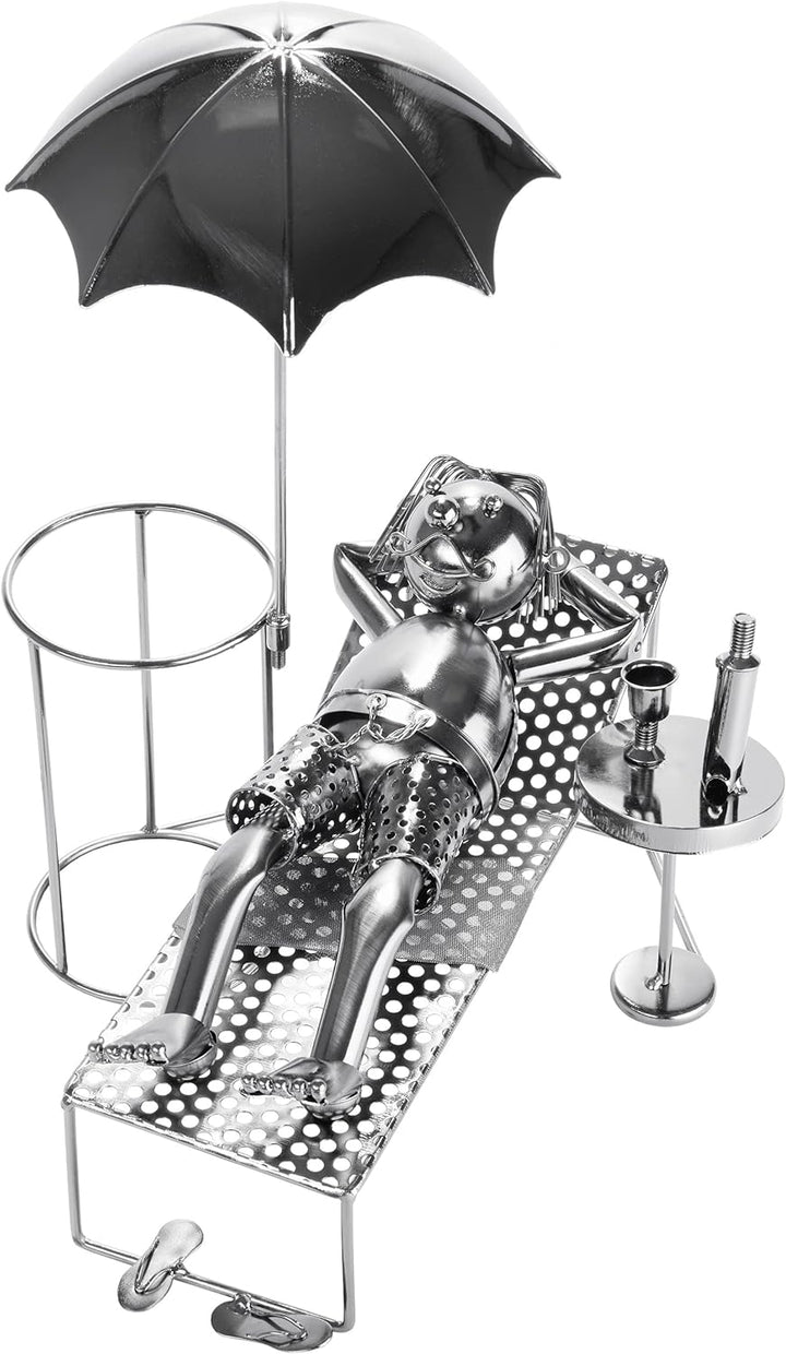 Brubaker Flaschenhalter Urlauber Metall Skulptur mit