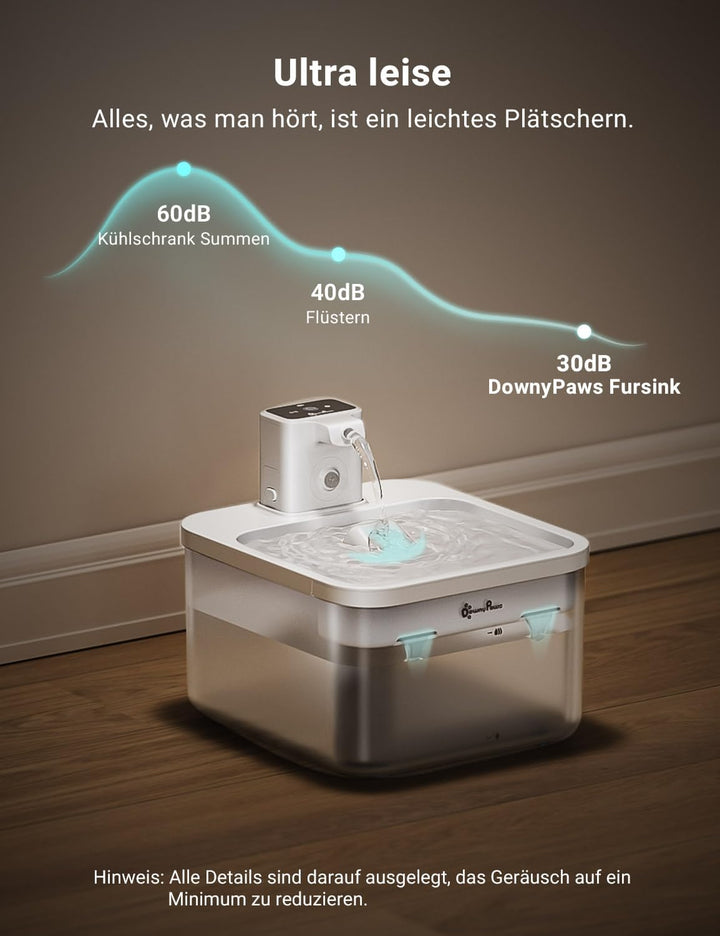 Katzenbrunnen Kabellos, Trinkbrunnen für Katze Kabellos mit Bewegungsmelder, DownyPaws 2.5L Batterie