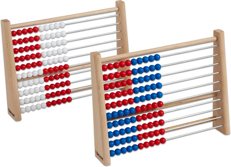 Betzold - Holz-Rechenschieber Grundschule 100 - Abakus Rechenrahmen Rechnen lernen Rot/Blau, Rot/Bla