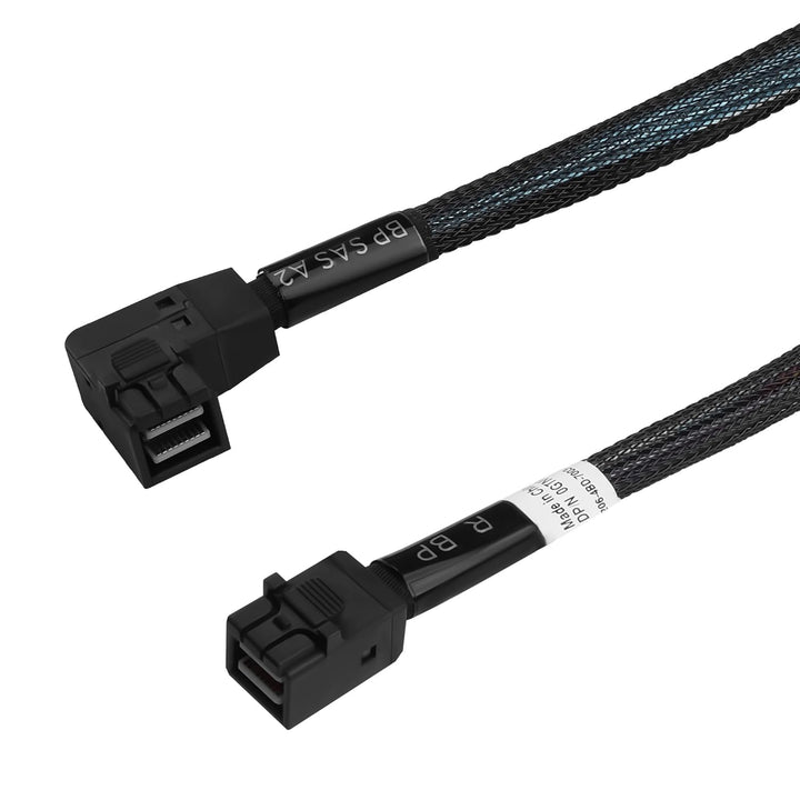 MINI SAS HD SFF-8643 Kabel 45cm, gerade bis 90 Grad Winkel, Server Internes Kabel mit geflochtenem M