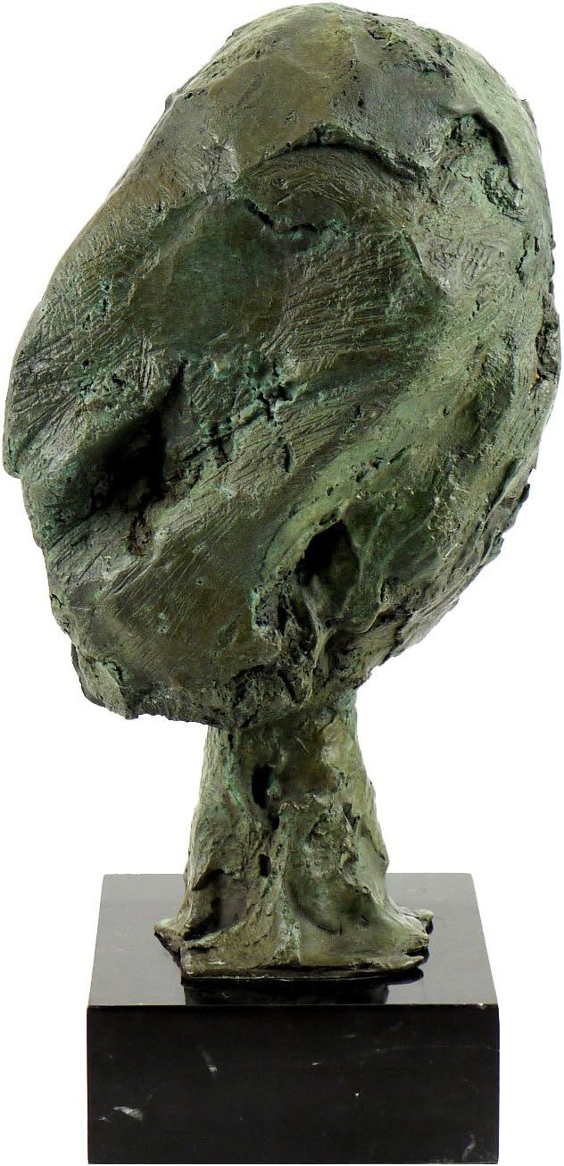 Abstrakte Bronzefigur/Bronzekopf auf Marmorsockel - nach Henry Moore - signiert - Moderne Kunst