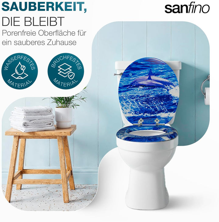 Premium WC Sitz mit Absenkautomatik – hochwertige Toilettendeckel aus Holz, viele bunte Motive, hohe