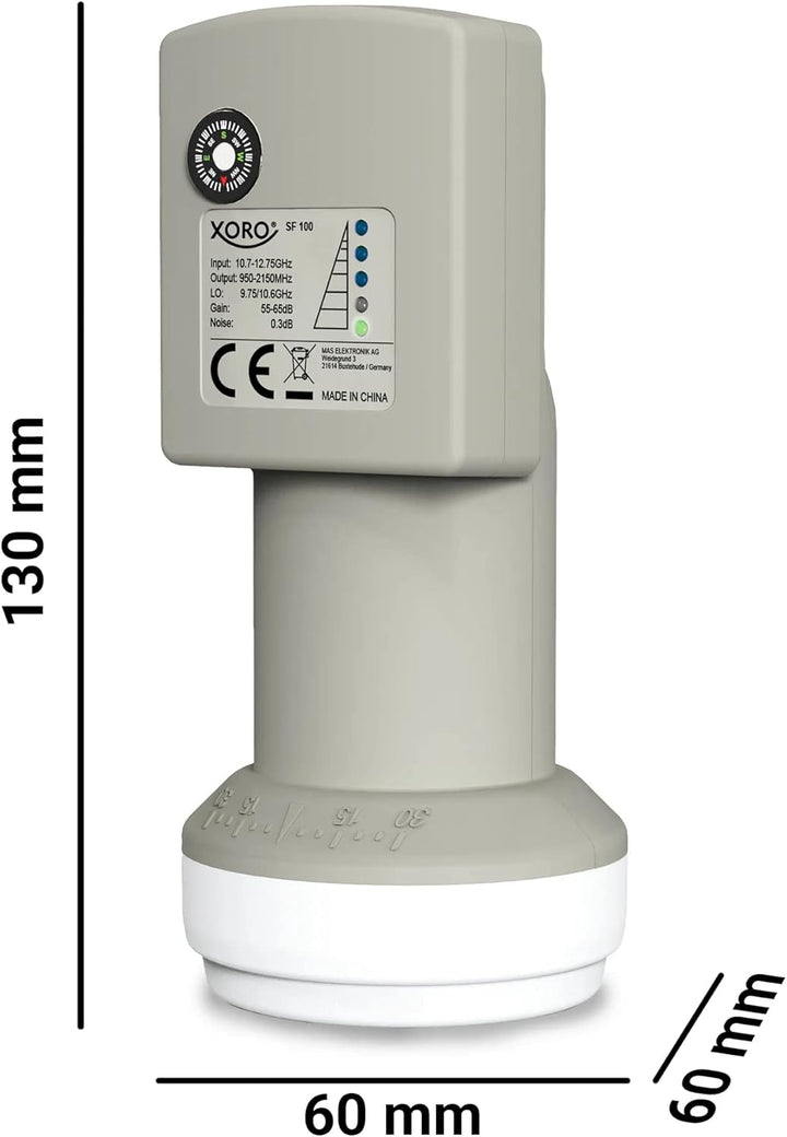 XORO Single LNB mit integriertem digitalem SAT-Finder, SF100, ideal für Camping, schnelle und einfac