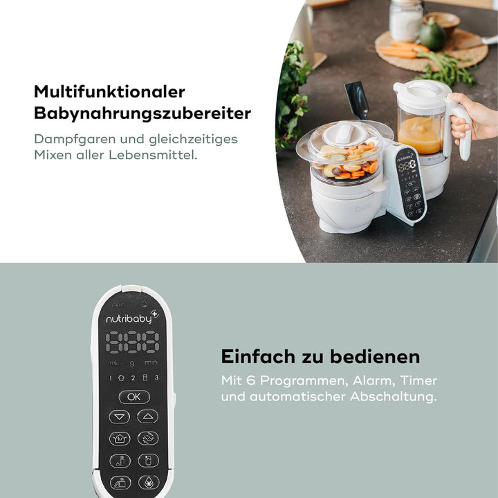 Babymoov Set Nutribaby Plus Mineral Beige - Babynahrungszubereiter, 2200ml Fassungsvermögen + Babybo