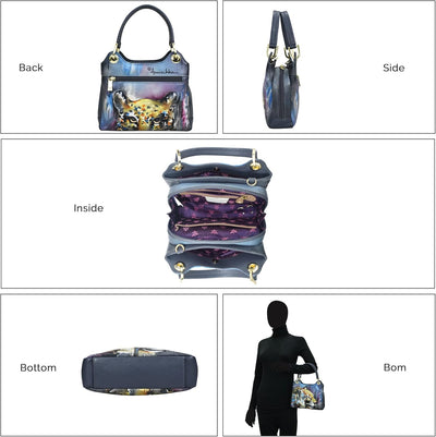 Anuschka Handbemalte Hobo aus Echtleder mit Kettenriemen Abstract Leopard, Abstract Leopard