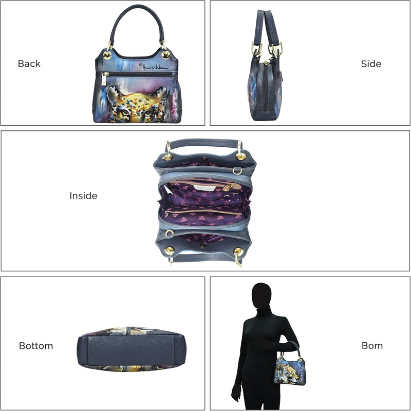 Anuschka Handbemalte Hobo aus Echtleder mit Kettenriemen Abstract Leopard, Abstract Leopard